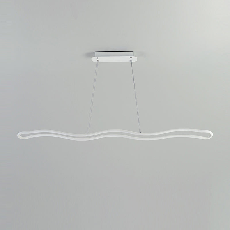 Minimalism LED Hanging Light Waves Metal Island Light Fixture for Dining Room