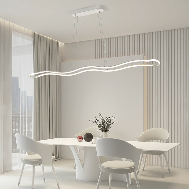 Minimalism LED Hanging Light Waves Metal Island Light Fixture for Dining Room