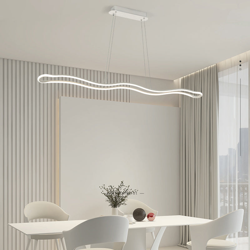 Minimalism LED Hanging Light Waves Metal Island Light Fixture for Dining Room