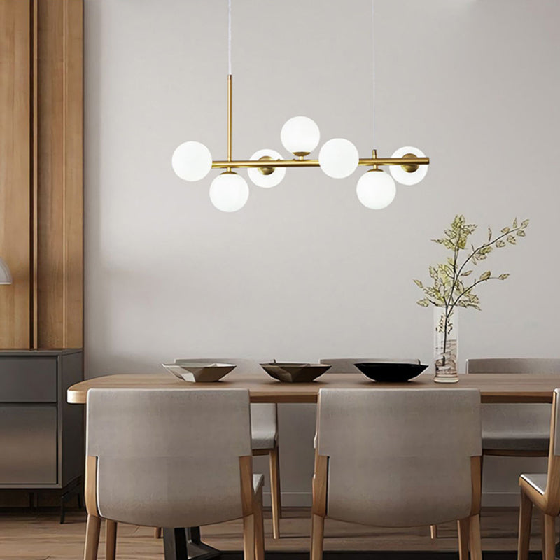 Modern Island Hanging Lamp Multi Lights Island Lamp with Glass Shade for Dining Room