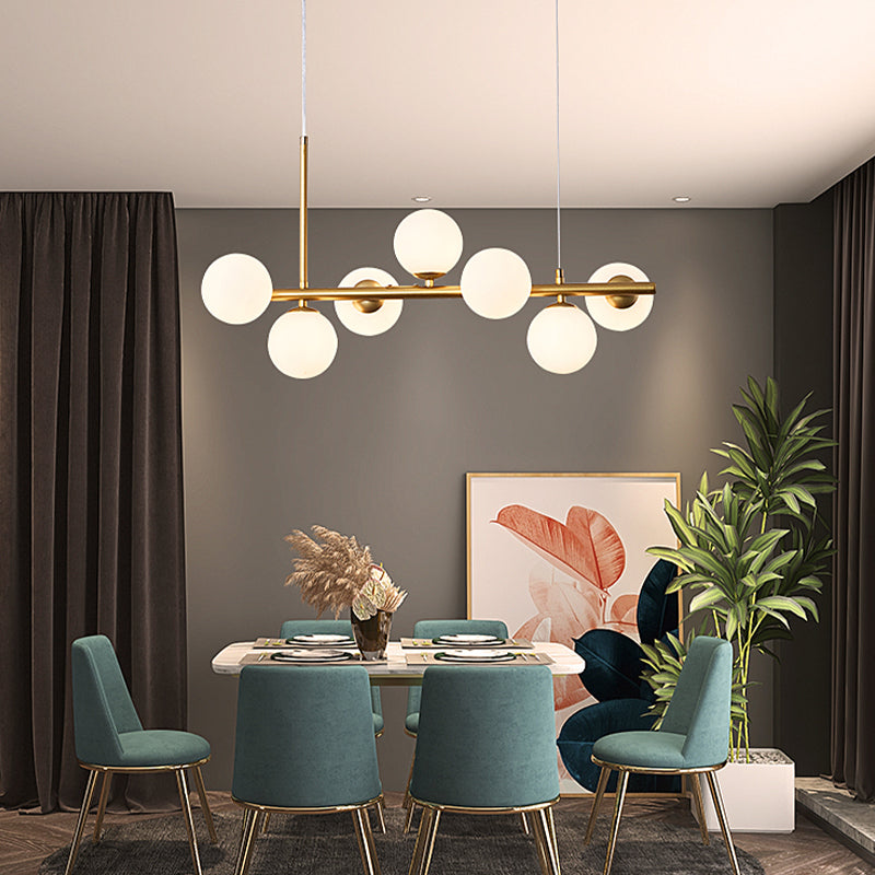 Modern Island Hanging Lamp Multi Lights Island Lamp with Glass Shade for Dining Room