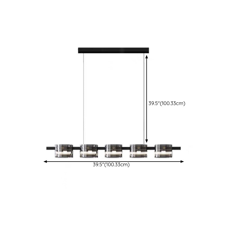 Glass 5 / 7 / 9 - Light LED Pendant Ceiling Fixture Modern Kitchen Island Light in Black