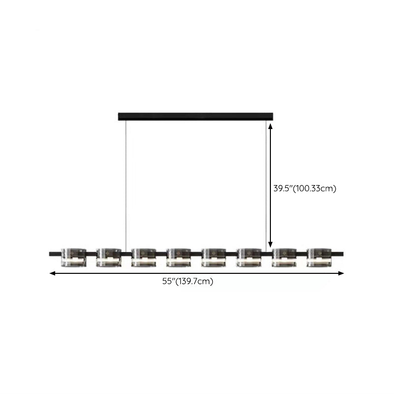 Glass 5 / 7 / 9 - Light LED Pendant Ceiling Fixture Modern Kitchen Island Light in Black