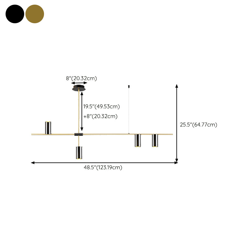 3 / 4 / 5 - Light Pendant Ceiling in Black & Gold Iron Post Modern Kitchen Island Lighting