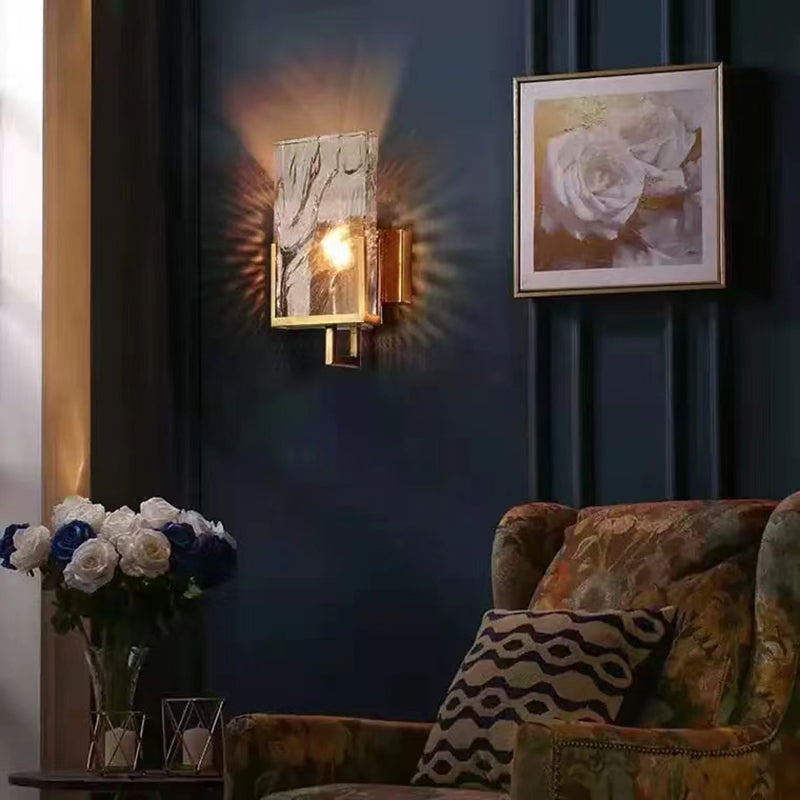 Single Modern Golden Wall Mounted Sconce Crystal Wall Light for Bedroom