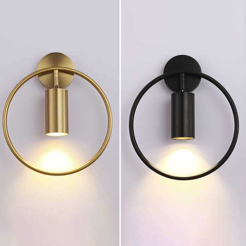 Black/Golden Single Modern Wall Mounted Sconce Metallic Wall Light