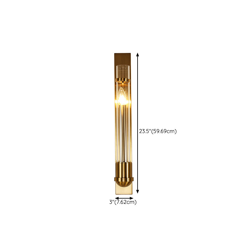 Cylinder Shape Glass Wall Lighting Modern Style 1 Light Wall Mounted Light in Gold