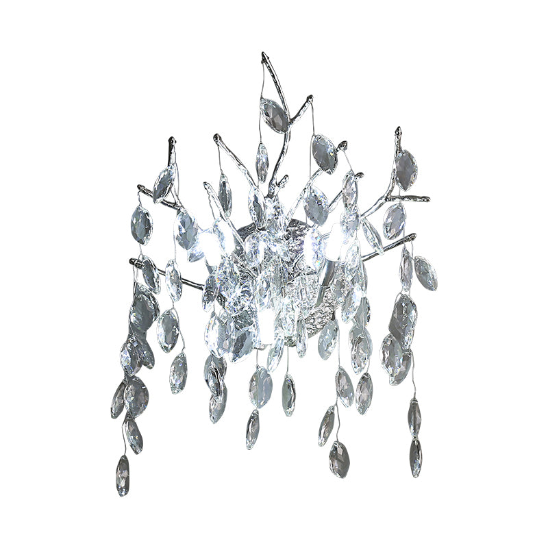 Unique Shape Crystal Wall Lighting Modern Style 3 Lights Wall Mounted Light in Silver