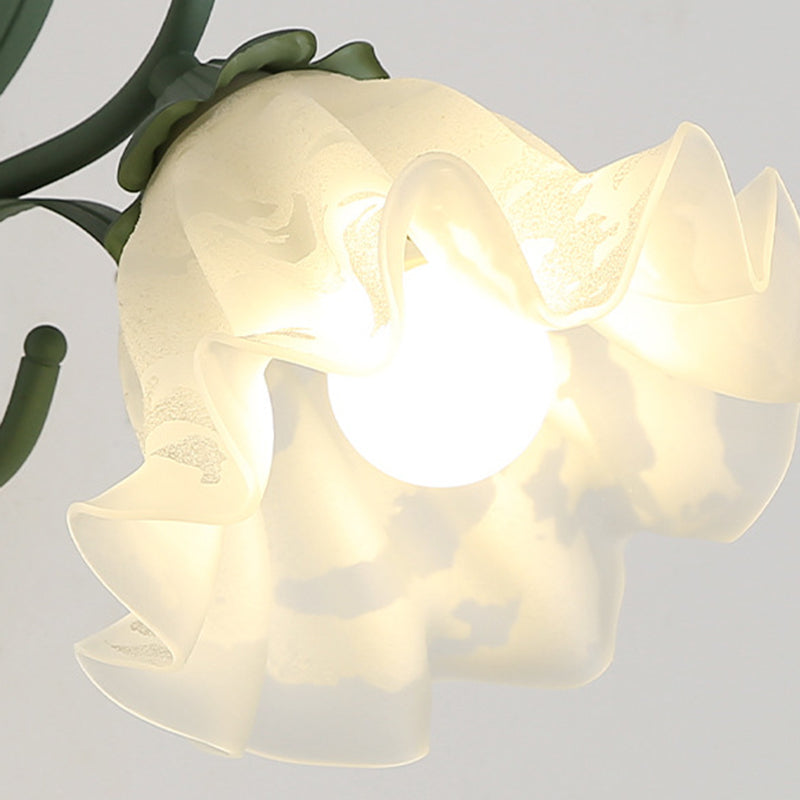 Flower Shape Glass Wall Lighting Modern Style 1 Light Wall Mounted Light in Green