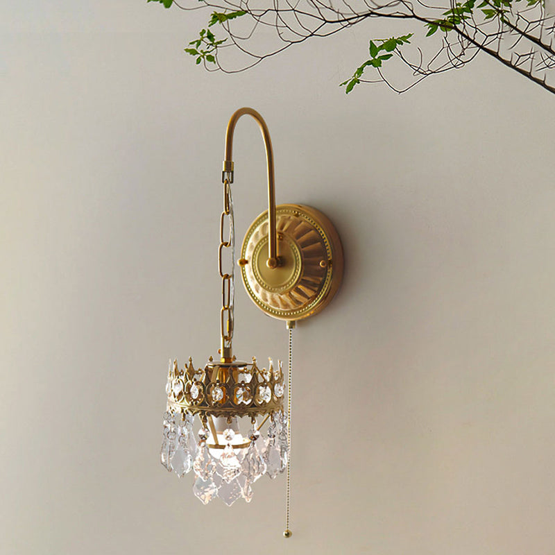 Unique Shape Crystal Wall Lighting Modern Style 1 Light Wall Mounted Light in Brass