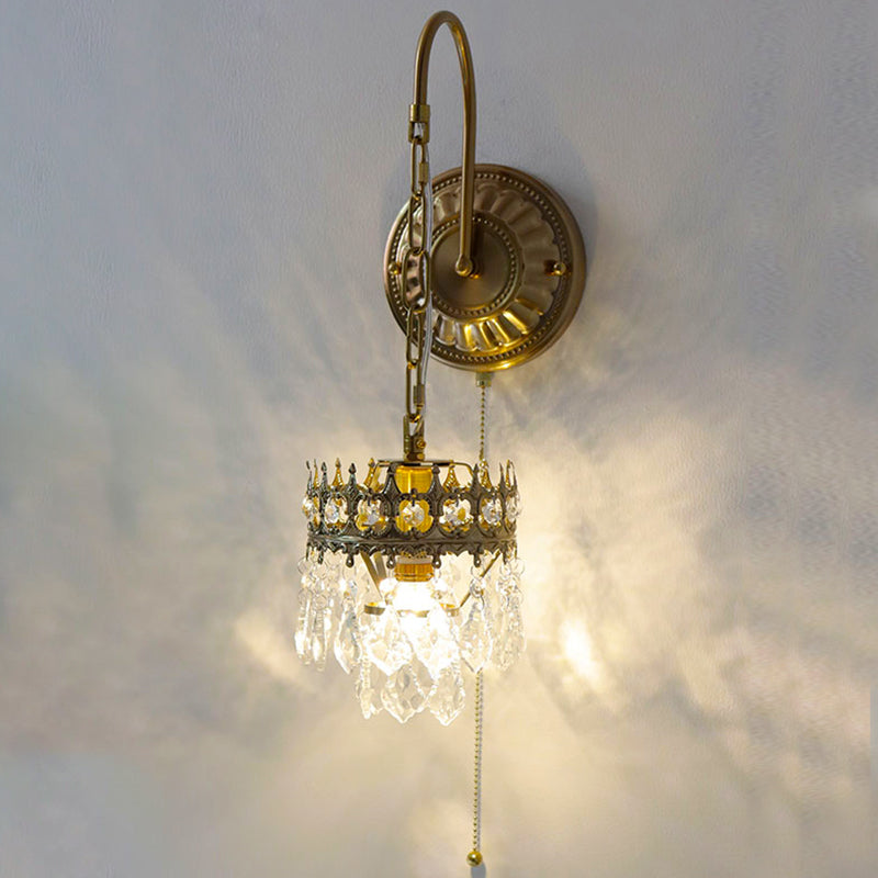 Unique Shape Crystal Wall Lighting Modern Style 1 Light Wall Mounted Light in Brass