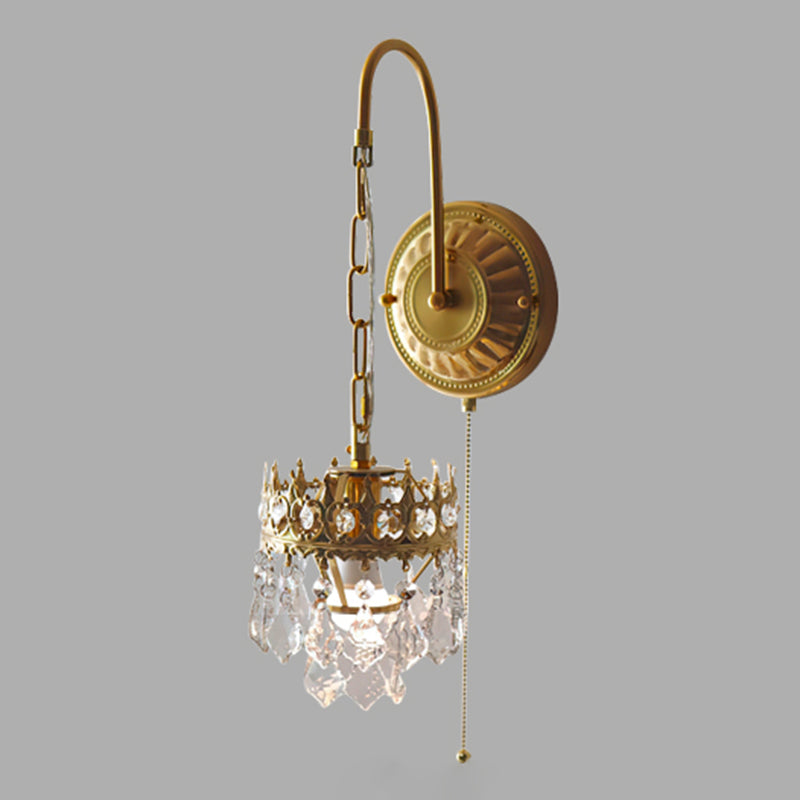 Unique Shape Crystal Wall Lighting Modern Style 1 Light Wall Mounted Light in Brass