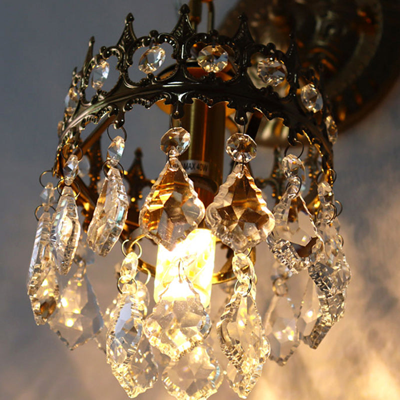 Unique Shape Crystal Wall Lighting Modern Style 1 Light Wall Mounted Light in Brass