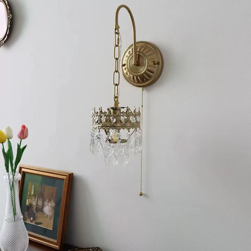 Unique Shape Crystal Wall Lighting Modern Style 1 Light Wall Mounted Light in Brass