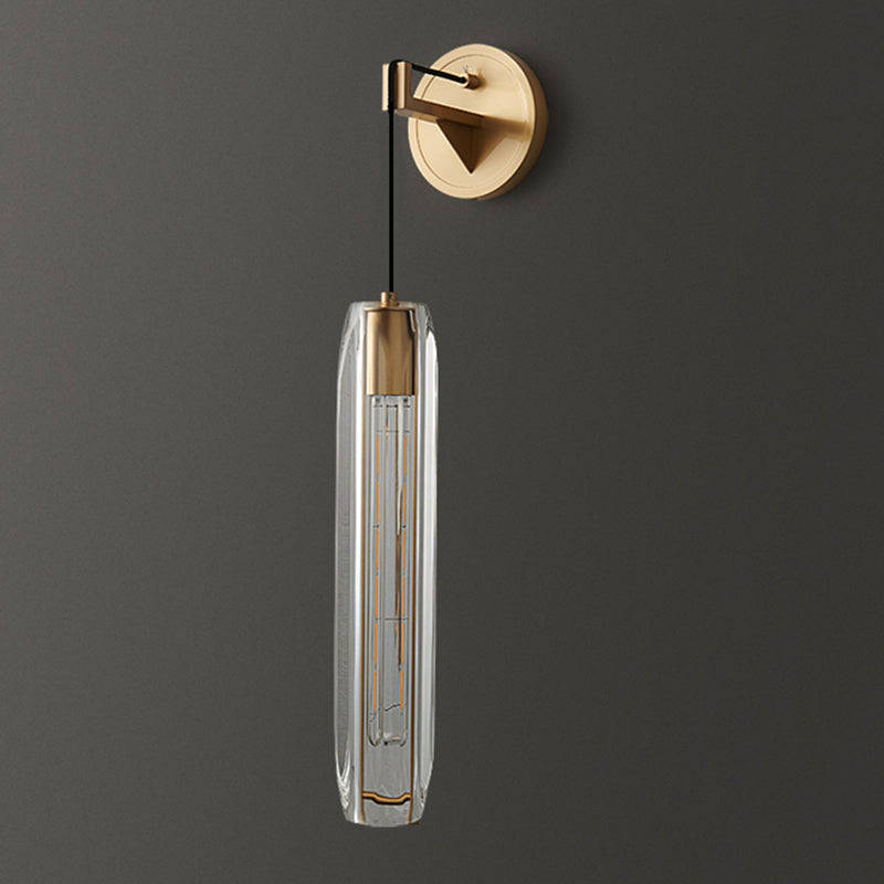 Nordic Style Wall Light Cylinder Shape Wall Lamp with Crystal Shade for Bedroom