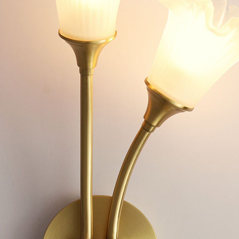 American Style Copper Wall Light Flower Shape Wall Lamp for Living Room