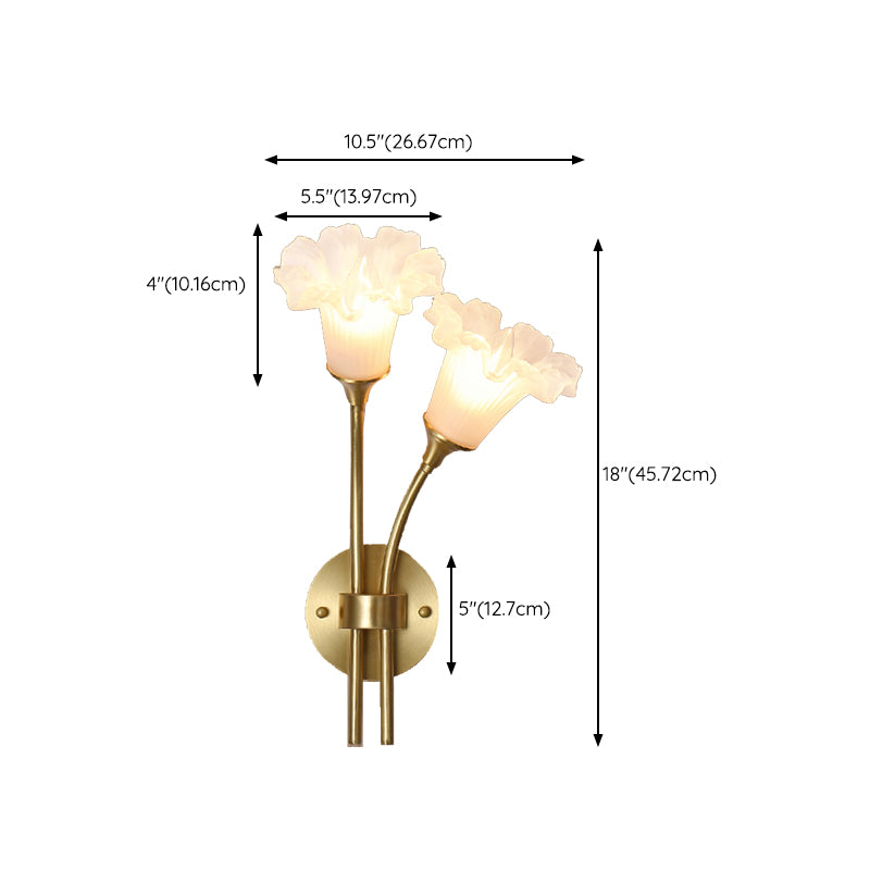 American Style Copper Wall Light Flower Shape Wall Lamp for Living Room