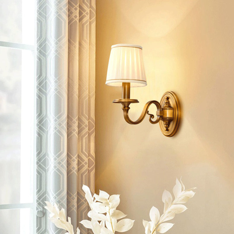 American Style Copper Wall Light Cylinder Shape Wall Lamp for Living Room