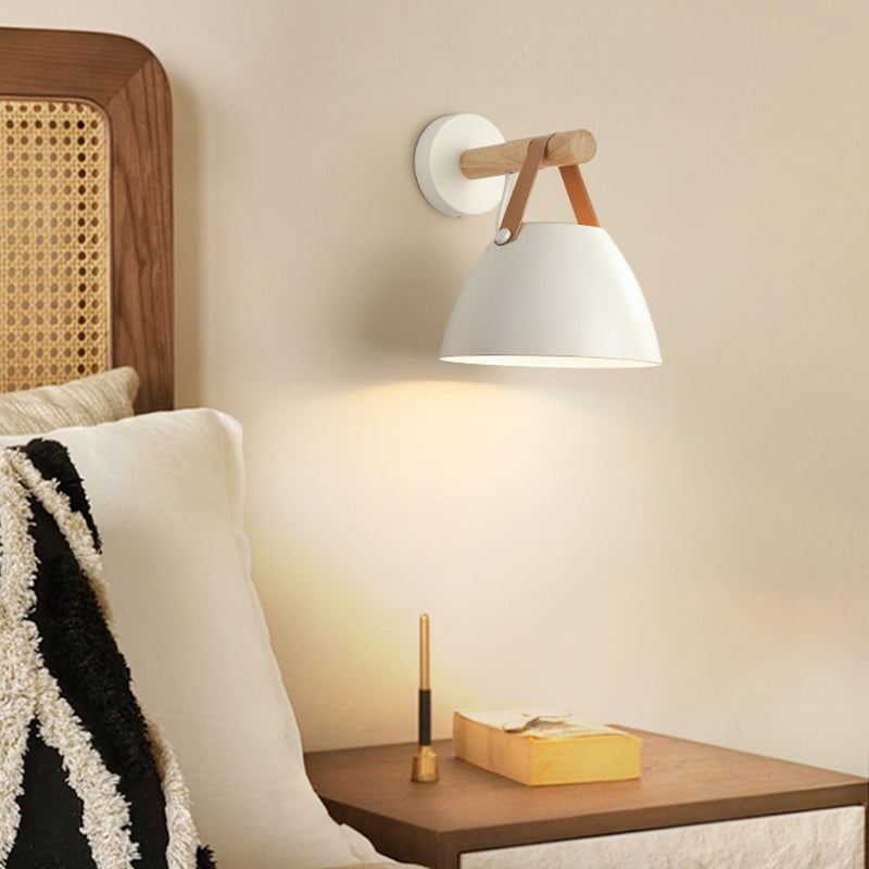 Modern Simple Wall Light Dome Shape Wooden Wall Lamp for Living Room