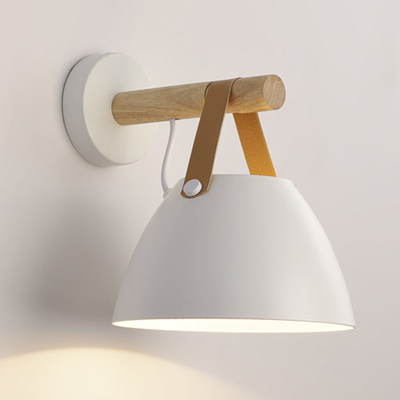 Modern Simple Wall Light Dome Shape Wooden Wall Lamp for Living Room