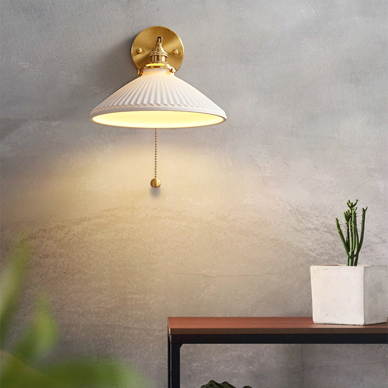 Nordic Style Wall Light Geometry Shape Wall Lamp with Ceramics Shade for Bedroom