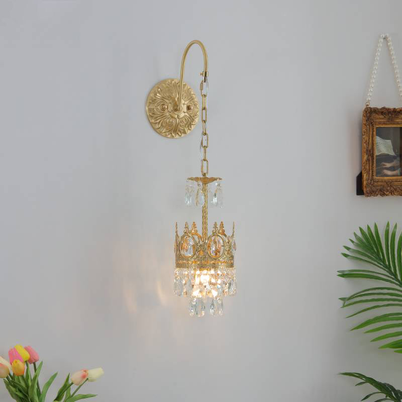 Nordic Style Wall Mount Light Cylinder Shape Crystal Wall Lamp for Bedroom