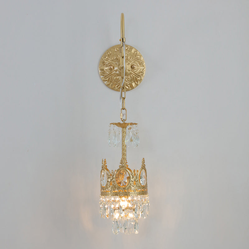 Nordic Style Wall Mount Light Cylinder Shape Crystal Wall Lamp for Bedroom