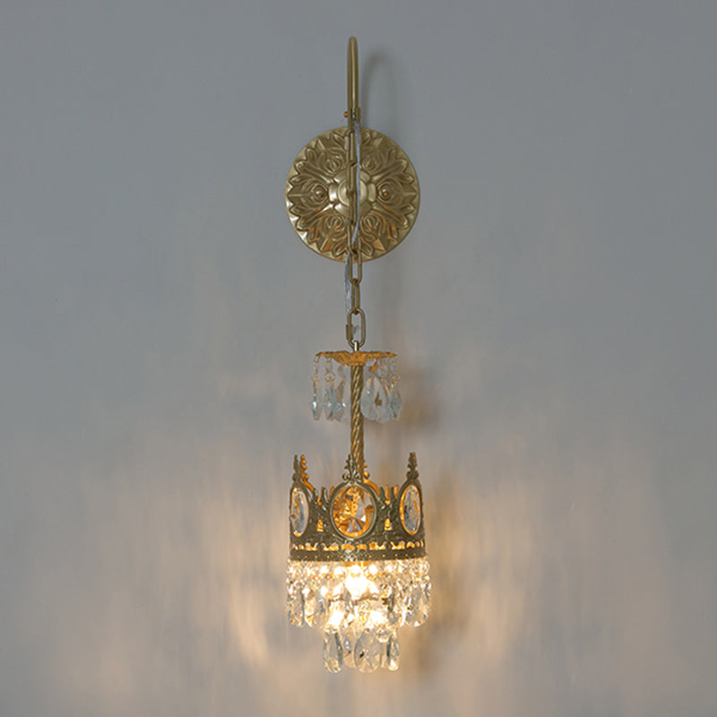 Nordic Style Wall Mount Light Cylinder Shape Crystal Wall Lamp for Bedroom