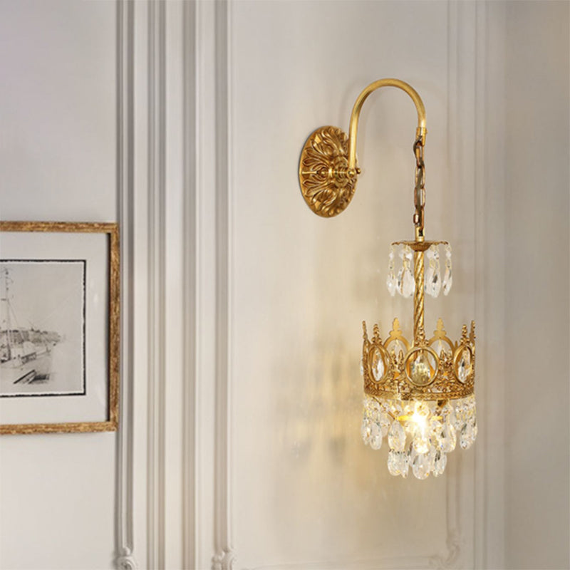 Nordic Style Wall Mount Light Cylinder Shape Crystal Wall Lamp for Bedroom