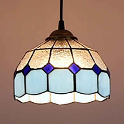 Hemisphere Pendelleuchte 1 Glühbirne Rosa/Blau/Orange Glasmalerei Tiffany-Deckenhängung Lampe