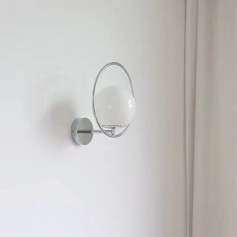 Modern 1 - Light Wall Sconce Iron and Glass Wall Light Fixture in Chrome & White