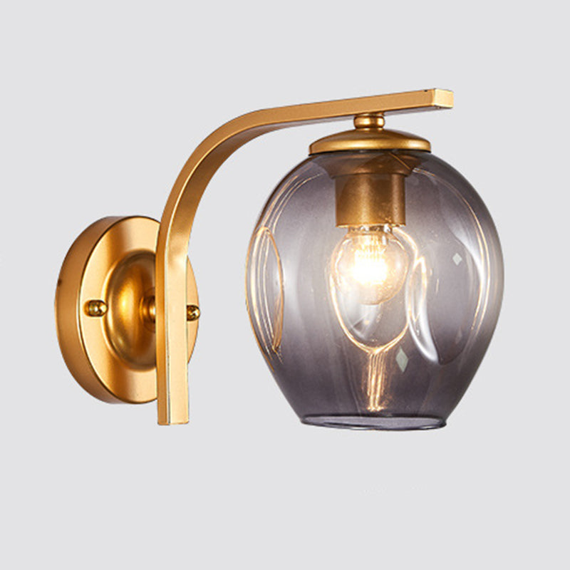 Iron & Glass 1 - Light Wall Sconce in Black / Gold Modernism Wall Lighting Fixture