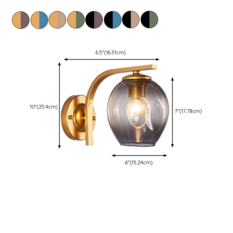 Iron & Glass 1 - Light Wall Sconce in Black / Gold Modernism Wall Lighting Fixture