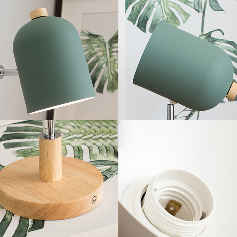 Nordic 1 - Light Wall Sconce Iron and Wood Adjustable Wall Fixture in Multi Colors