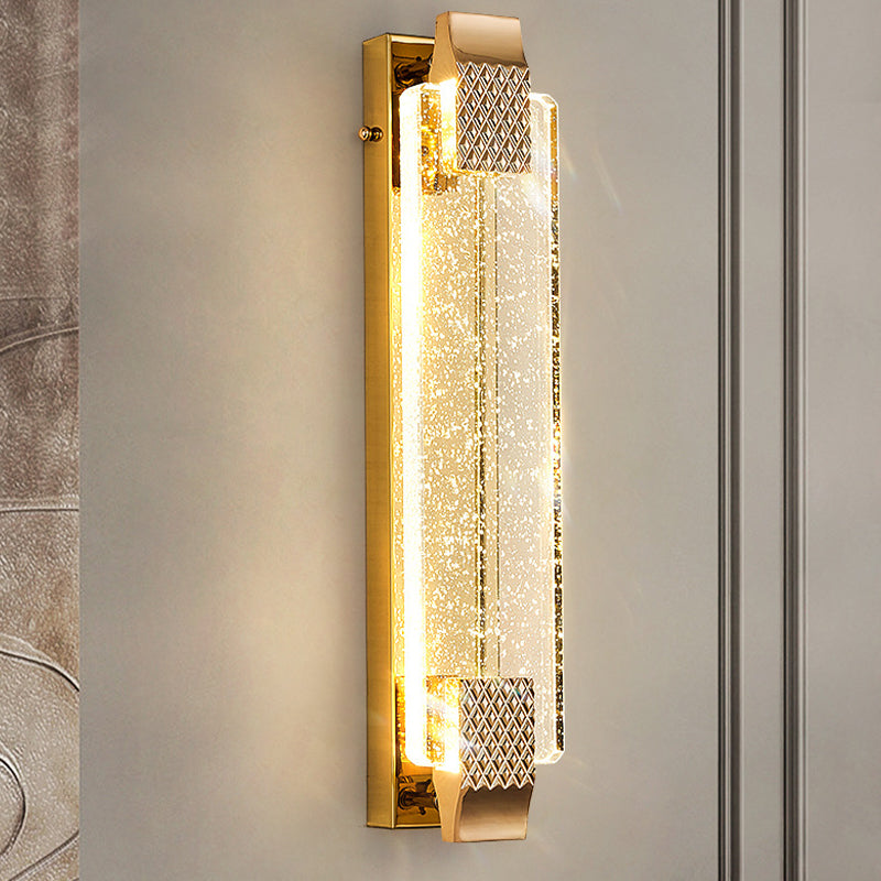 Golden Single Contemporary Bathroom Vanity Light Crystal LED Bath Bar
