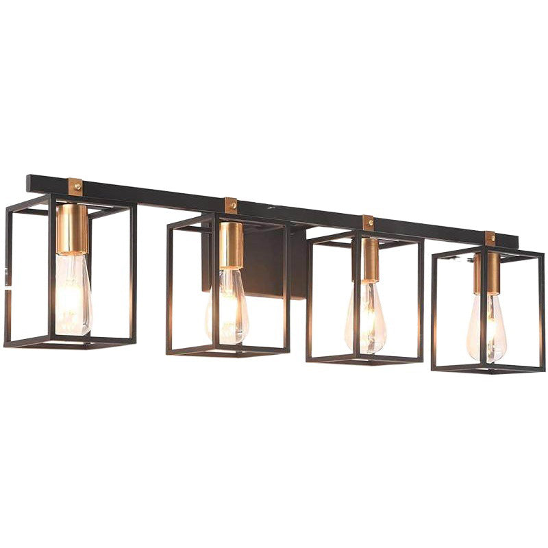 Black 1/2/3/4-Light Modern Bathroom Vanity Light Metallic Bath Bar