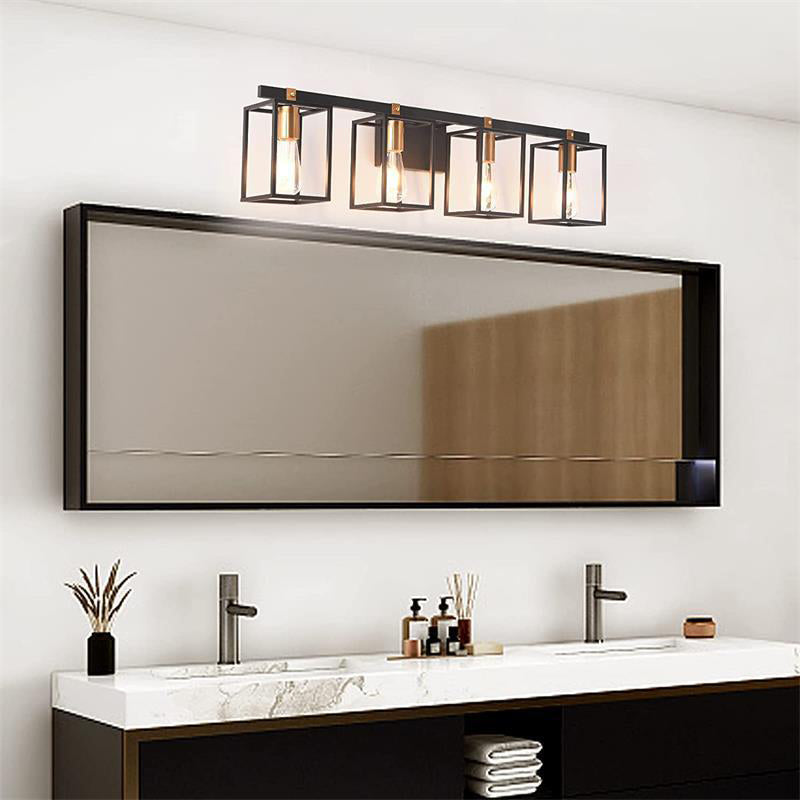 Black 1/2/3/4-Light Modern Bathroom Vanity Light Metallic Bath Bar