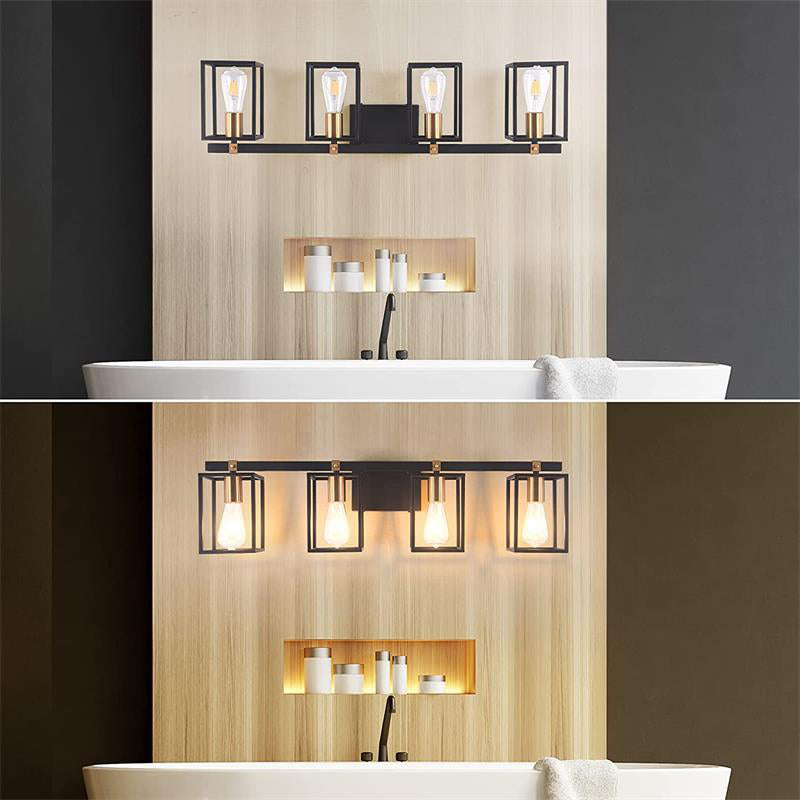 Black 1/2/3/4-Light Modern Bathroom Vanity Light Metallic Bath Bar