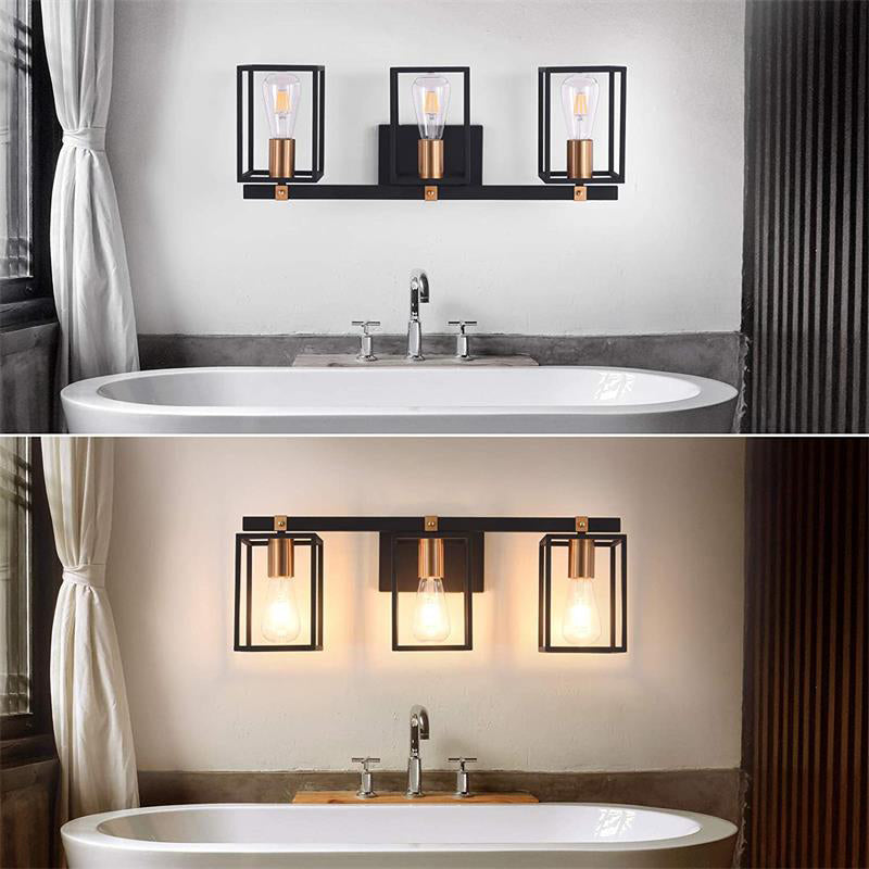 Black 1/2/3/4-Light Modern Bathroom Vanity Light Metallic Bath Bar