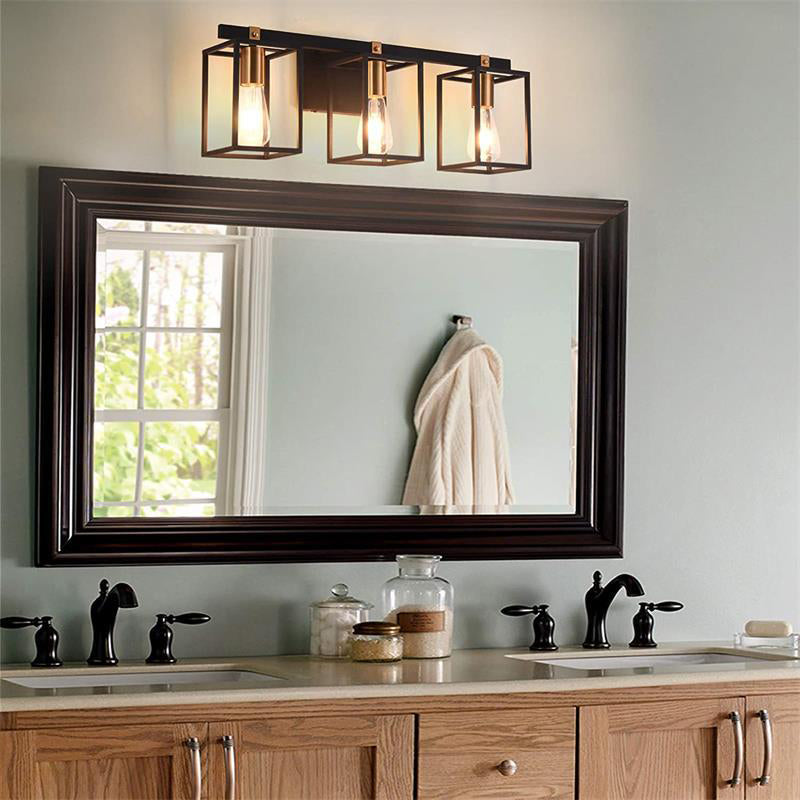 Black 1/2/3/4-Light Modern Bathroom Vanity Light Metallic Bath Bar