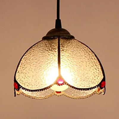 Brede flare wit/blauw/getextureerd wit handgemaakt kunstglas plafondlicht Tiffany-stijl 1 hoofd gesuspendeerd verlichtingsarmatuur