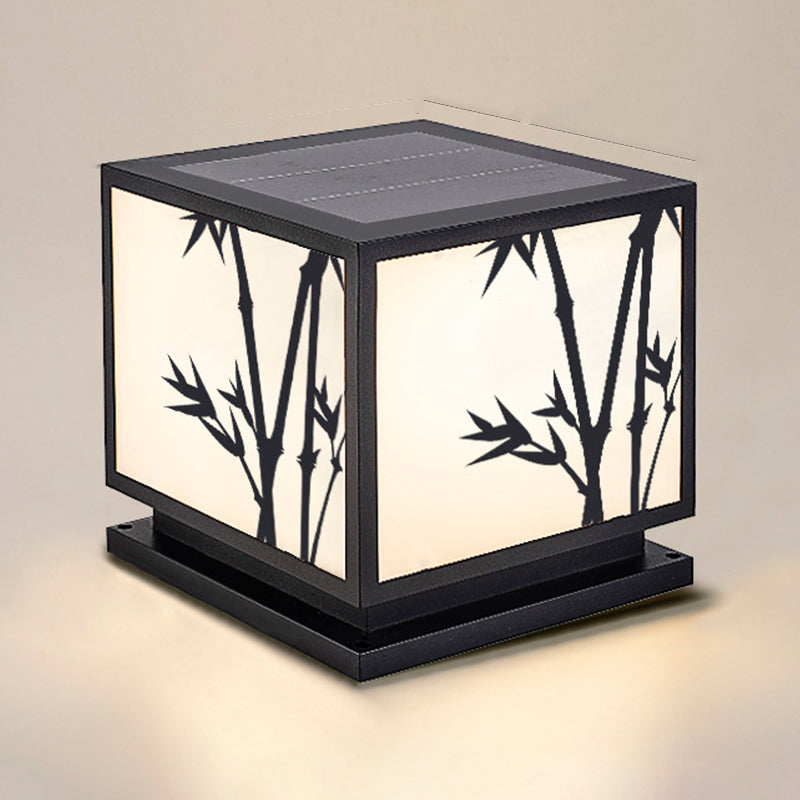 Contemporary LED Pillar Light Simple Black Solar Lighting Fixture for Garden