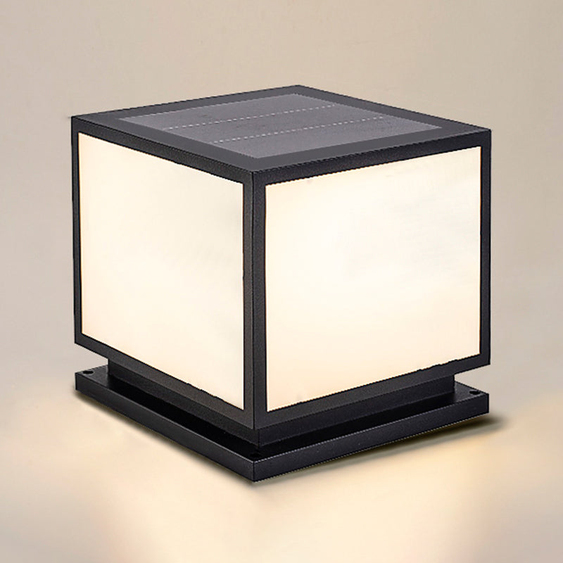 Contemporary LED Pillar Light Simple Black Solar Lighting Fixture for Garden