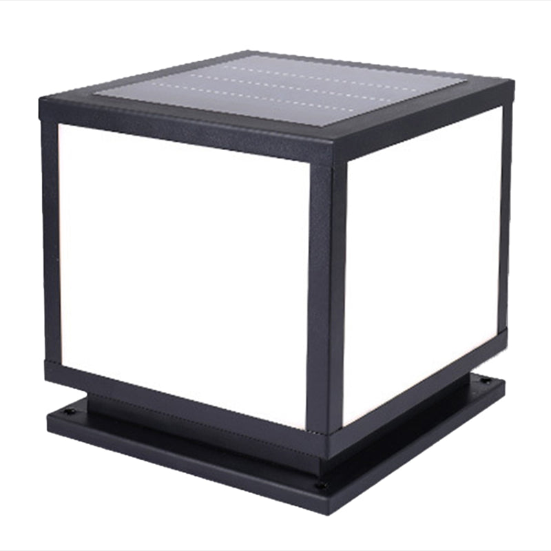 Contemporary LED Pillar Light Simple Black Solar Lighting Fixture for Garden