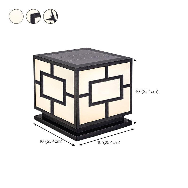 Contemporary LED Pillar Light Simple Black Solar Lighting Fixture for Garden