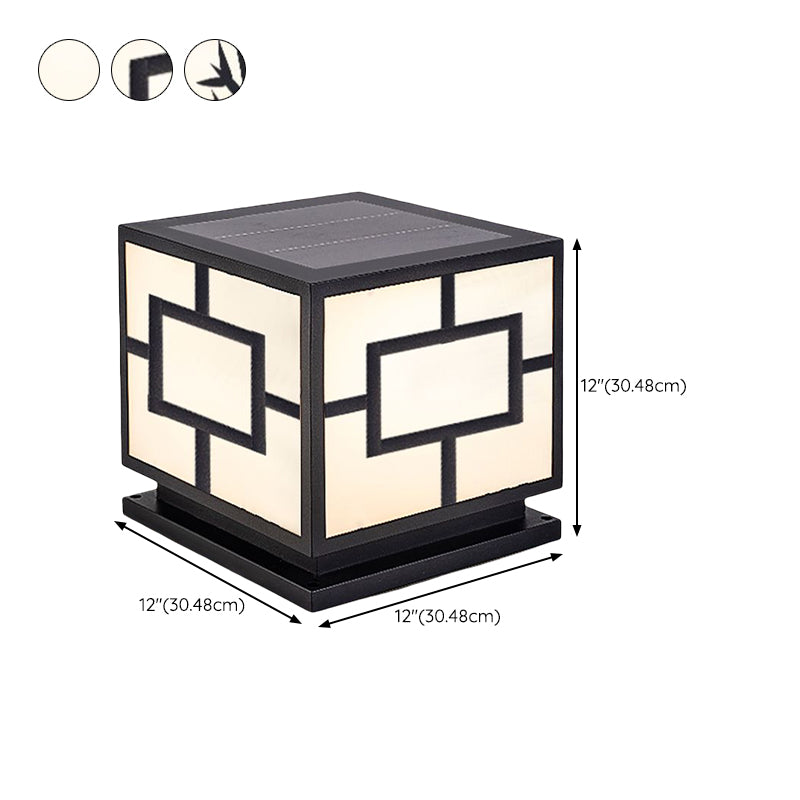 Contemporary LED Pillar Light Simple Black Solar Lighting Fixture for Garden