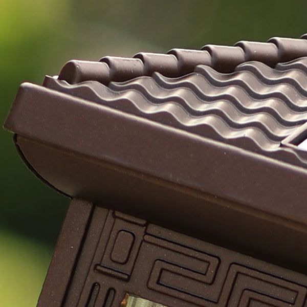 Rectangular Shape Metal Solar Pillar Lamp Modern Style 1 Light Outdoor Lights in Brown