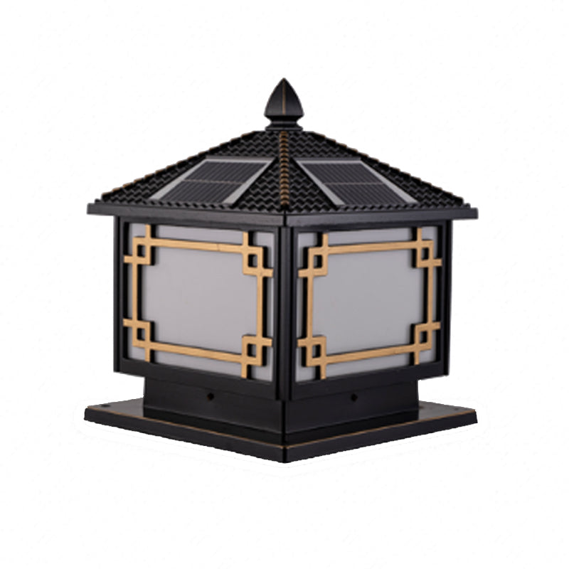 Contemporary Pillar Light Metallic LED Solar Lighting Fixture for Garden