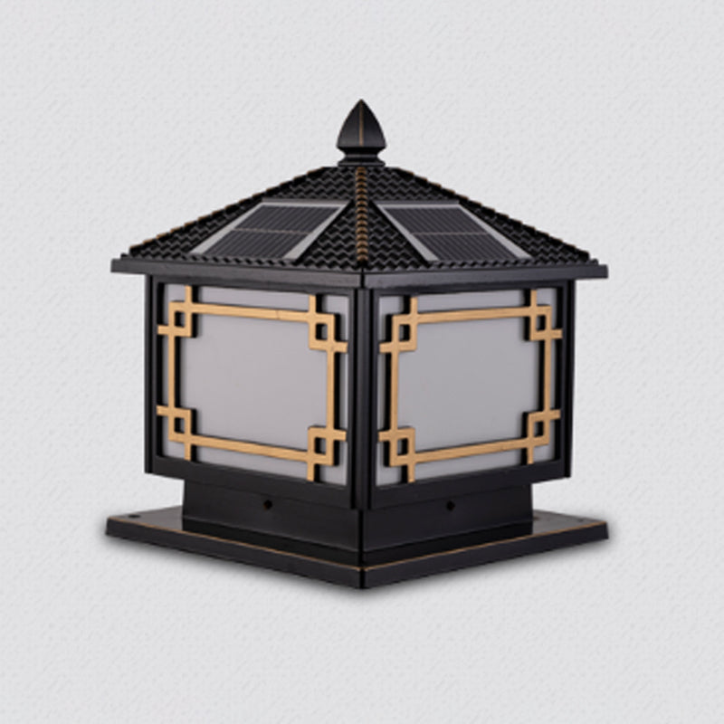 Contemporary Pillar Light Metallic LED Solar Lighting Fixture for Garden
