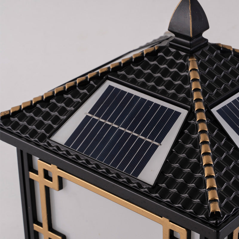 Contemporary Pillar Light Metallic LED Solar Lighting Fixture for Garden